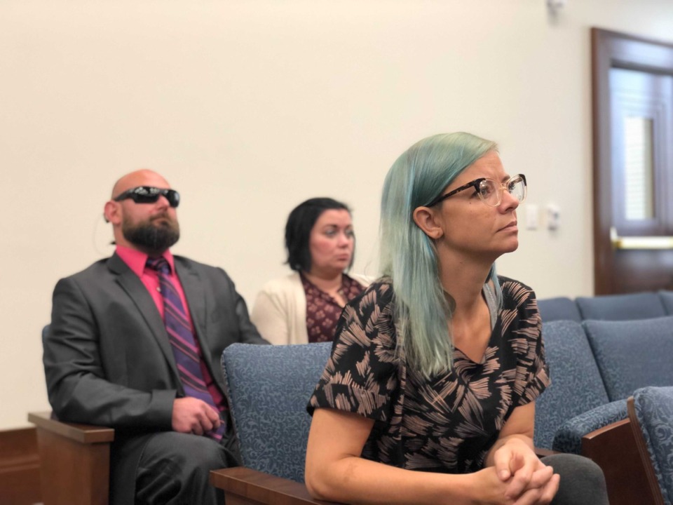 <strong>Pictured are Abigail West (front) and Chad and Jessica Farley (back, left to right)</strong>.&nbsp;<strong>At a hearing of the House Children and Family Affairs Subcommittee, Chad Farley said officers in tactical gear surrounded his house and took his son away, denying them due process.</strong> (Ian Round/Daily Memphian)