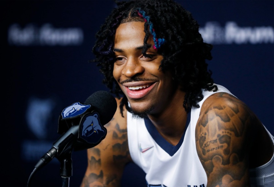 <strong>&ldquo;I missed y&rsquo;all,&rdquo; Ja Morant told&nbsp; media members during the Memphis Grizzlies&rsquo; media day on Monday, Sept. 27, at FedExForum.</strong> (Mark Weber/Daily Memphian)