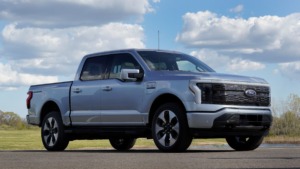 <strong>A pre-production Ford F-150 Lightning is shown. SK Innovation has a contract with Ford Motor Co. to make batteries for the automaker&rsquo;s new electric F-150 pickup trucks that are scheduled to be on the market next spring</strong>. (AP Photo/Paul Sancya)