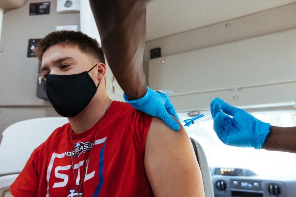 <strong>University of Montevallo collegiate athlete Alex Langford receives a COVID vaccine Aug. 12. COVID has&nbsp;now passed the death toll of the 1918 Spanish Flu epidemic.</strong> (Ziggy Mack/Special to The Daily Memphian)