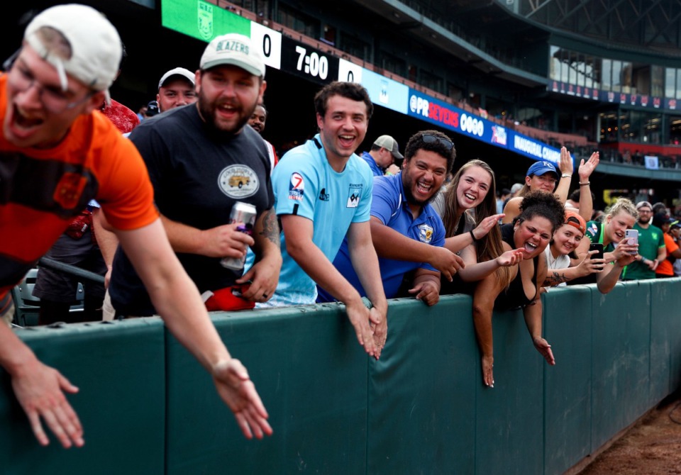 <strong>Fans cheer during the Premier Rugby Sevens Inaugural Championship at AutoZone Park</strong>&nbsp;<strong>on Saturday, Oct. 9.</strong> (Patrick Lantrip/Daily Memphian)