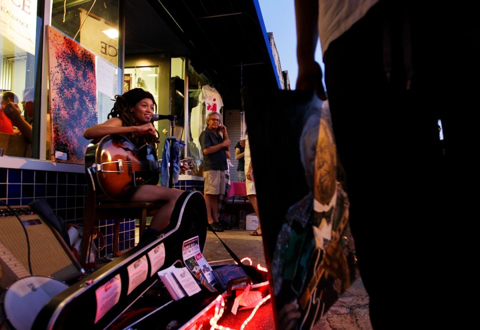 <strong>Valerie June performed outside of the Folk Arts Alliance during a Trolley Night on South Main in 2011.</strong> (Daily Memphian file)