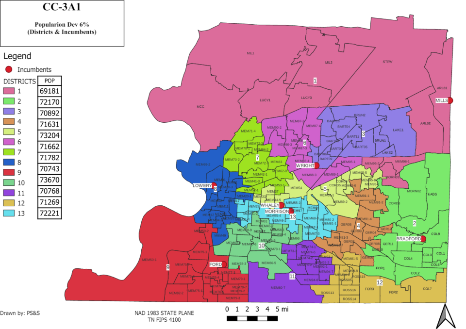 <strong>Redistricting map 3a1 was at the top of the list of redistricting maps recommended by an ad hoc group.</strong>&nbsp;(Source: myshelbytndistricts.com)