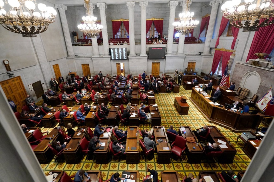<strong>The Tennessee House of Representatives meets Wednesday, Oct. 27, 2021, in Nashville. The General Assembly is meeting for a special legislative session to block local COVID-19 measures after Republican Gov. Bill Lee declined to do so.</strong> (Mark Humphrey/AP)