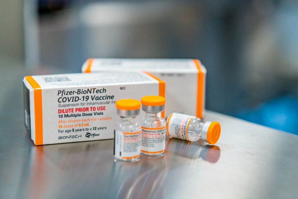 <strong>This October 2021, photo provided by Pfizer shows kid-size doses of its COVID-19 vaccine in Puurs, Belgium. The U.S. moved a step closer to expanding vaccinations for millions more children as a panel of government advisers on Tuesday, Oct. 26, endorsed kid-size doses of Pfizer's shots for 5- to 11-year-olds.</strong> (Pfizer via AP, File)