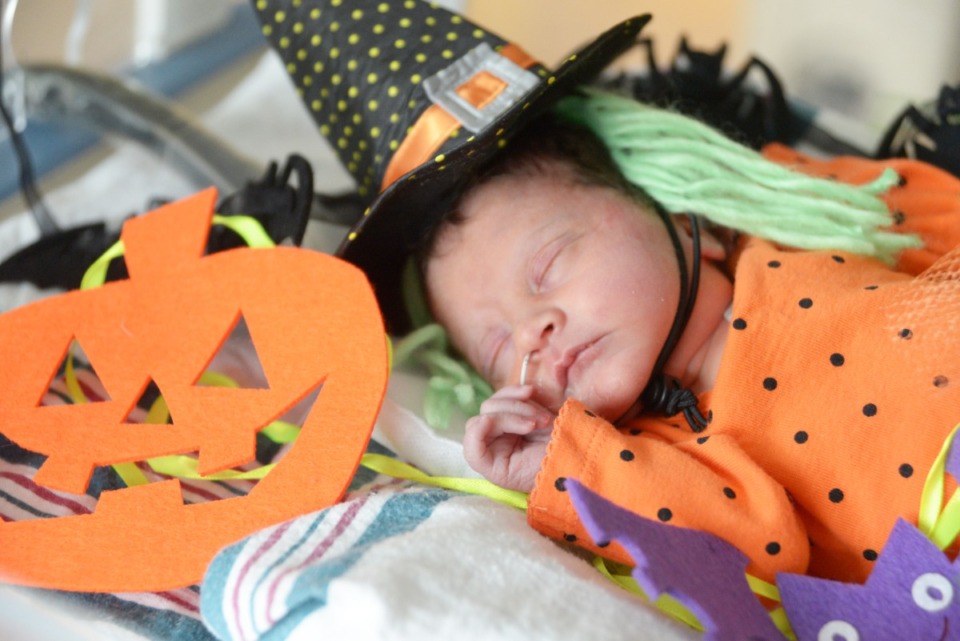 <strong>Methodist Le Bonheur Germantown Halloween NICU costumes included witches</strong>.&nbsp;(Courtesy Methodist Le Bonheur Germantown)
