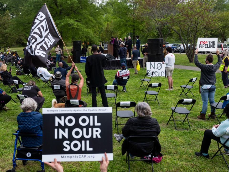 <strong>Residents against the pipeline rallied last April at Alonzo Weaver Park. Memphis City Council members will take final votes Tuesday, Nov. 3, on a pair of pipeline-related ordinances.</strong>(Brad Vest/The Daily Memphian file)