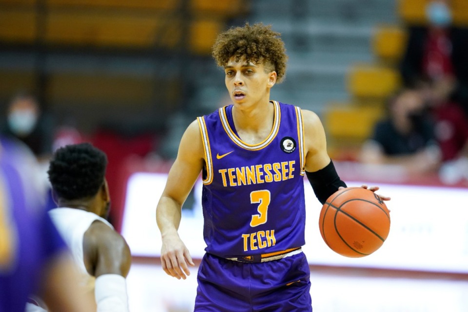<strong>Keishawn Davidson (seen here in 2020) averagaed 11.4 points per game for Tennessee Tech last year.</strong> (Darron Cummings/AP file)