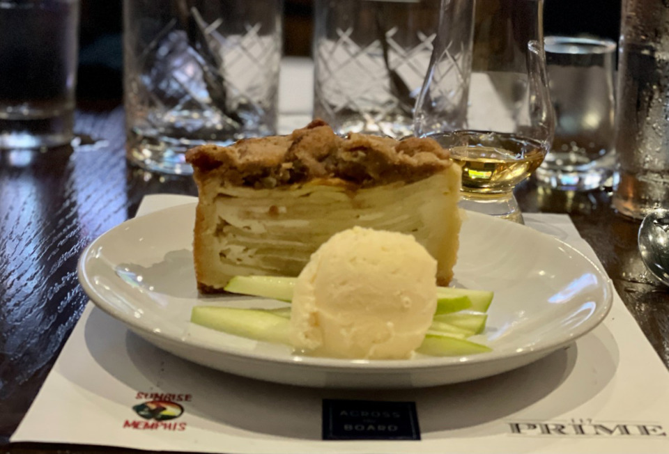 <strong>The apple pie at Sweet Grass is a fresh take on a worthy classic. More of a slab than a slice, it&rsquo;s baked in a springform pan.</strong> (Jennifer Biggs/The Daily Memphian)