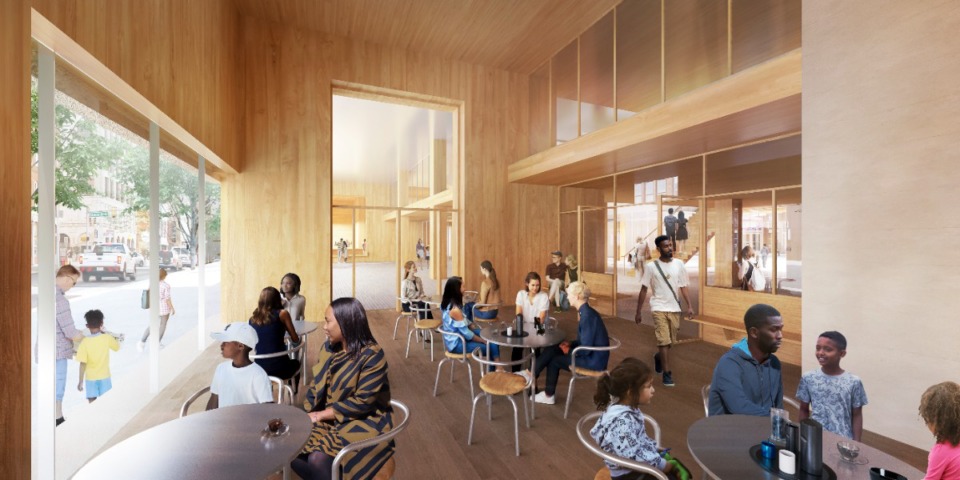 <strong>This rendering shows the interior of the cafe in the proposed Memphis Brooks Museum of Art Downtown.</strong> (&copy; Herzog &amp; de Meuron)