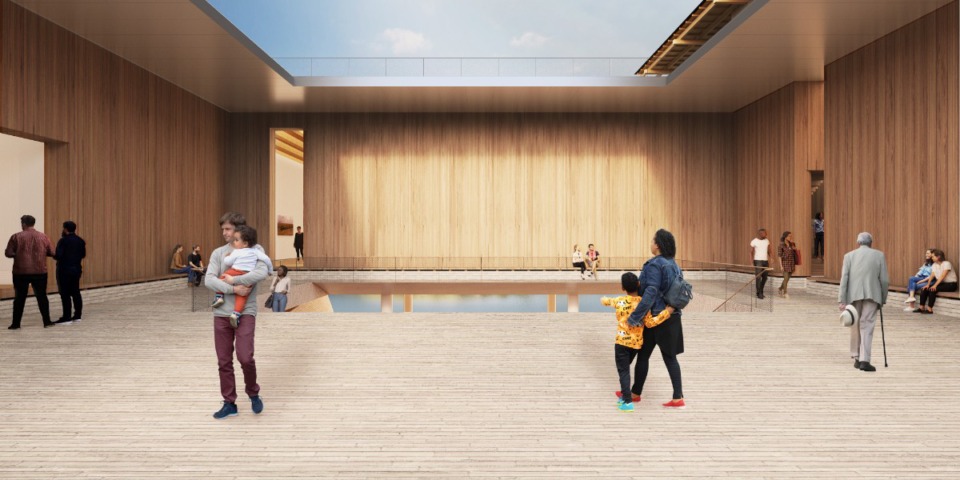 <strong>The plans&nbsp; for the new Memphis Brooks Museum of Art envision a wood-clad courtyard to be used as an outdoor room for public gathering.</strong> (&copy; Herzog &amp; de Meuron)