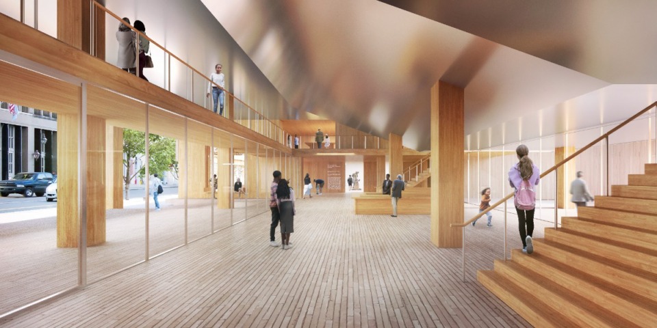 <strong>A rendering shows the spacious and airy lobby of the&nbsp;$150 million new home planned for&nbsp;the Brooks Museum Downtown.&nbsp;</strong>(&copy; Herzog &amp; de Meuron)