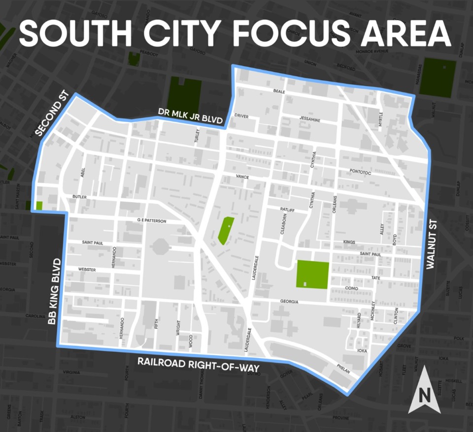 <strong>This map outlines the South City focus area where the South City Good Neighbor Grant is applicable.</strong> (courtesy of DMC)