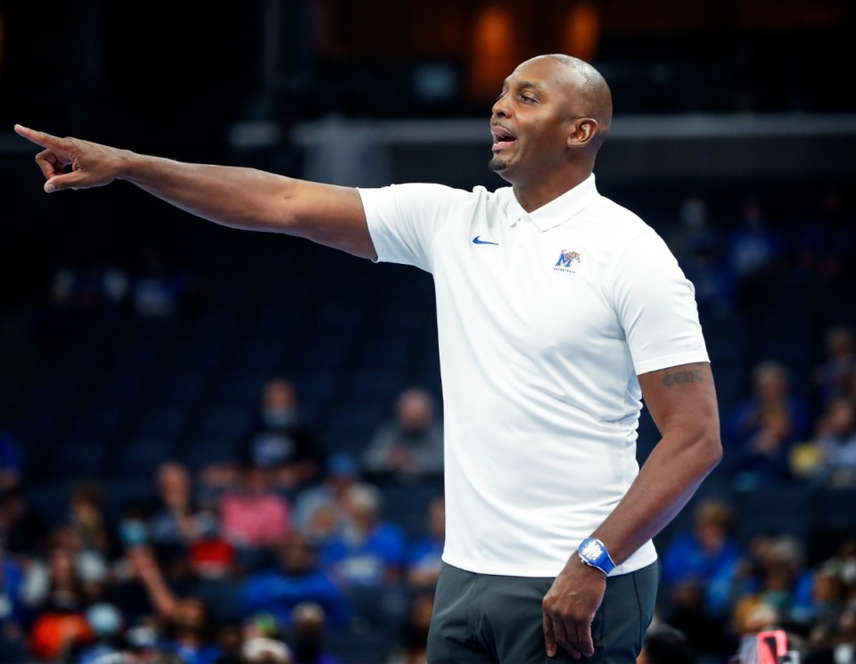 <strong>Memphis Tigers head coach Penny Hardaway during action against LeMoyne-Owen College on Sunday, Oct. 24, 2021.</strong> (Mark Weber/The Daily Memphian)