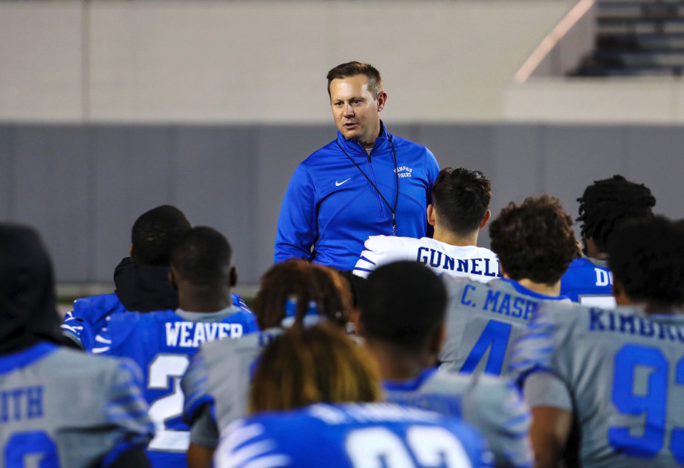 <strong>University of Memphis head coach Ryan Silverfield received some good news Saturday as three-star prospect JC French, a quarterback,&nbsp; committed to Memphis.</strong> (Patrick Lantrip/Daily Memphian file)