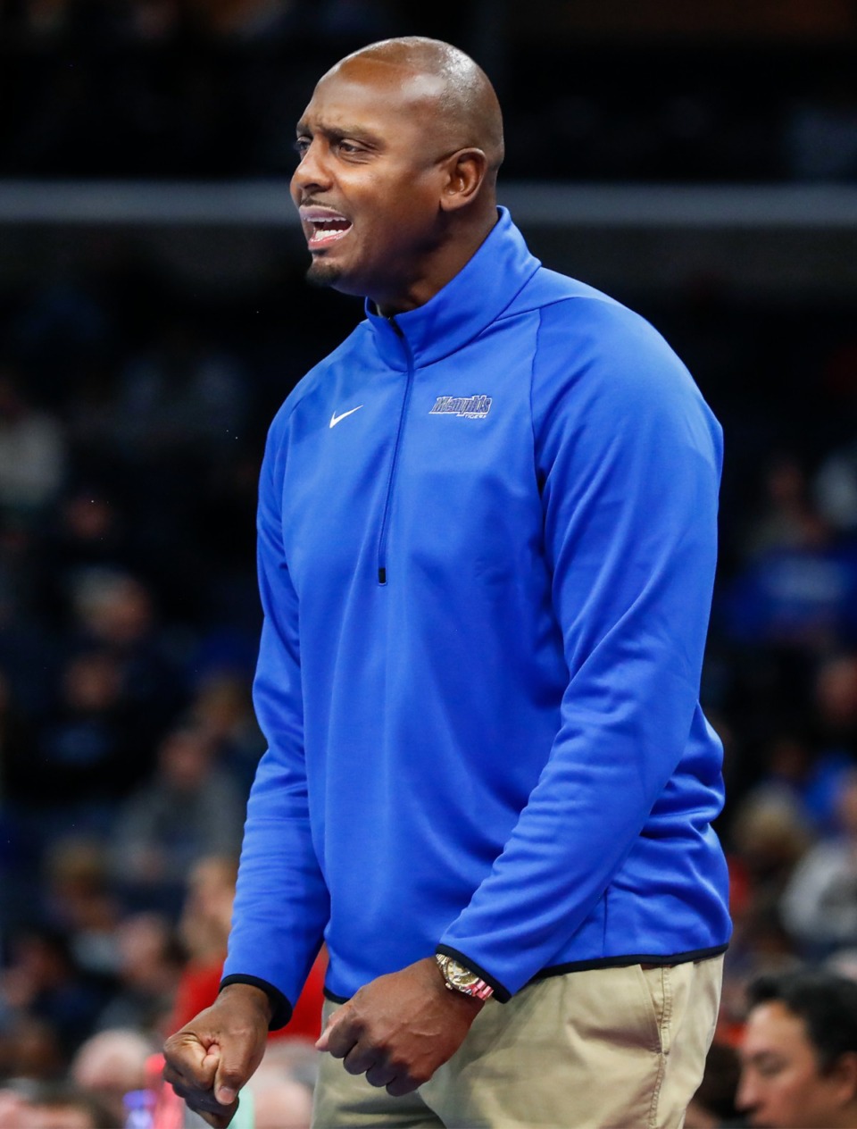 <strong>Tigers head coach Penny Hardaway reacts to his team&rsquo;s second half play against Western Kentucky on Friday, Nov. 19, 2021.</strong> (Mark Weber/The Daily Memphian)