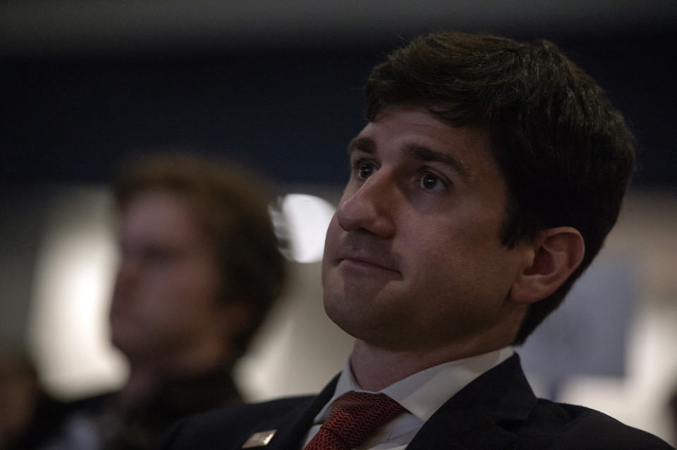 <strong>Chris Tutor listens as he is named the new chairman of the Republican Party of Shelby County during the party's 2019 convention on Sunday, Feb. 24.</strong> (Brandon Dill/Special to The Daily Memphian)