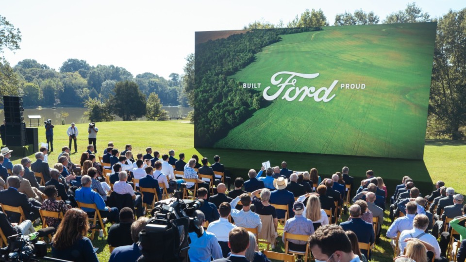 <strong>Ford Motor Co. West Tennessee manufacturing campus unveiling press conference at Shelby Farms on September 28, 2021</strong> (Courtesy Louis Tucker)