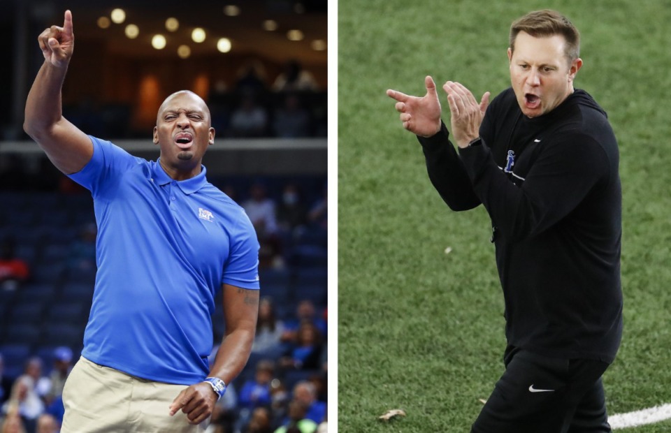 <strong>Daily Memphian columnist Geoff Calkins says there are excellent reasons to believe in Memphis head basketball coach Penny Hardaway (left) and head football coach Ryan Silverfield, but also excellent reasons to be skeptical.</strong> (Daily Memphian file)