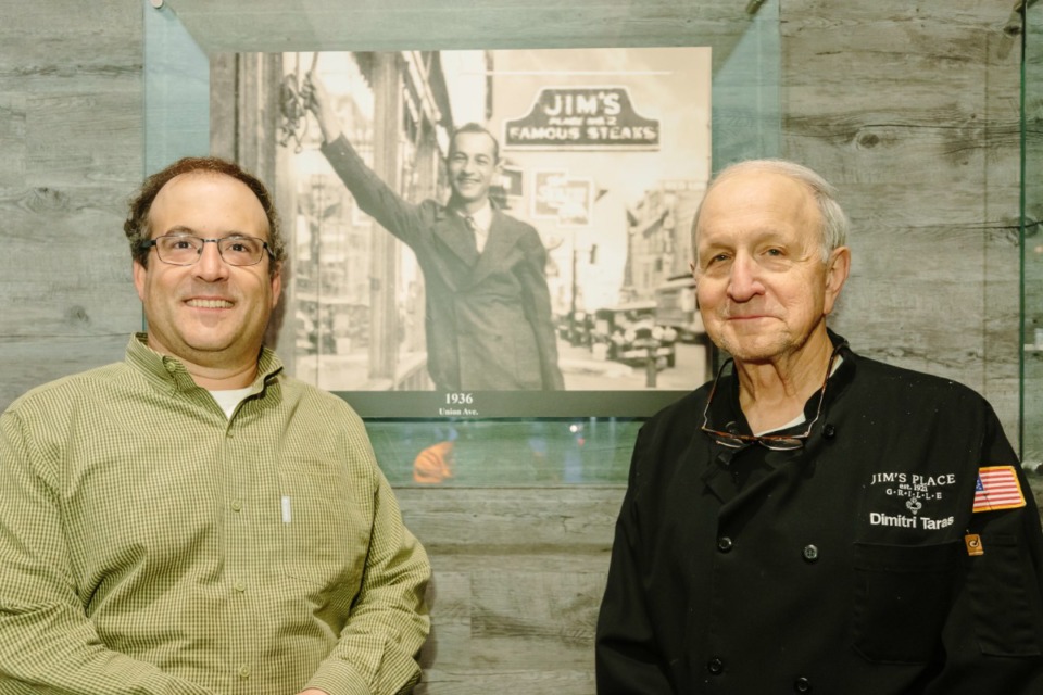 <strong>Dimitri Taras (right) owns Jim&rsquo;s Place Grille in Collierville with his sons James Taras (left) and Sam Taras.</strong>&nbsp;<strong>They opened the location in 2006.</strong>&nbsp;(Ziggy Mack/Special to The Daily Memphian)
