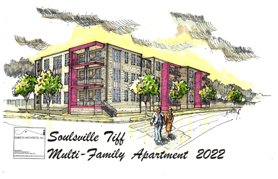 <strong>This rendering shows a potential Soulsville multi-family apartment.</strong> (Courtesy Carson Architects Inc.)