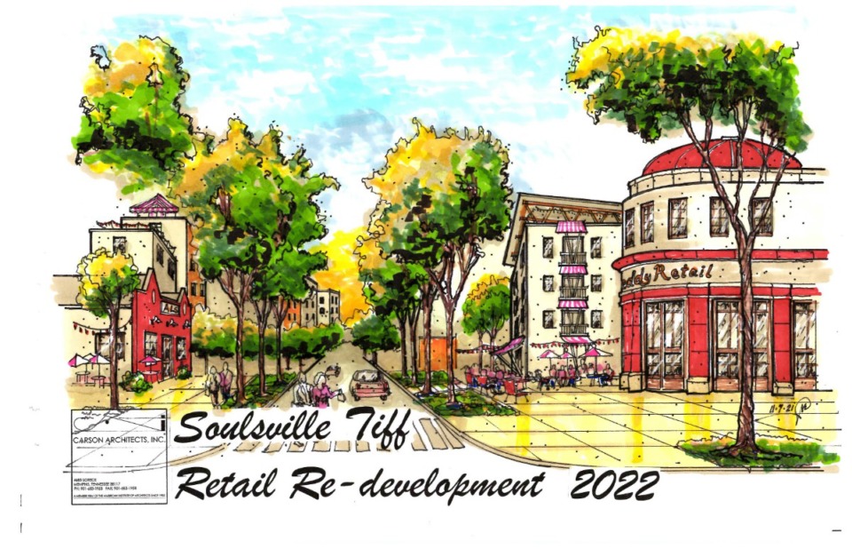 <strong>A rendering shows a potential retail development in Soulsville.</strong>&nbsp;(Courtesy Carson Architects Inc.)