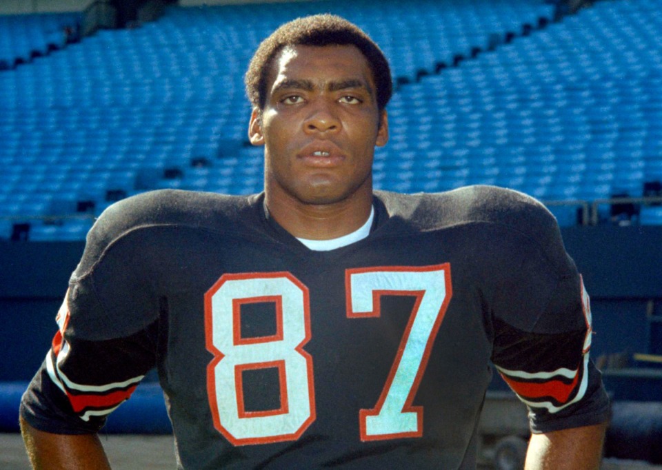 <strong>In 1970, Claude Humphrey posed as defensive end for the Atlanta Falcons.&nbsp; Humphrey, a Pro Football Hall of Famer and one of the NFL's most fearsome pass rushers during the 1970s with the Falcons, died unexpectedly in Memphis on Friday night, Dec. 3, 2021. He was 77.</strong> (AP Photo/File)
