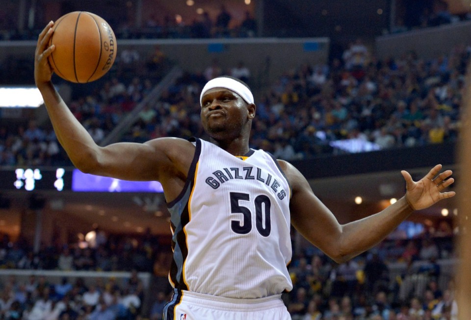 <strong>In this April 20, 2017, file photo, Zach Randolph reaches for the ball during the second half against the San Antonio Spurs in Game 3 of an NBA basketball first-round playoff series in Memphis, Tennessee.</strong> (AP Photo/Brandon Dill, File0