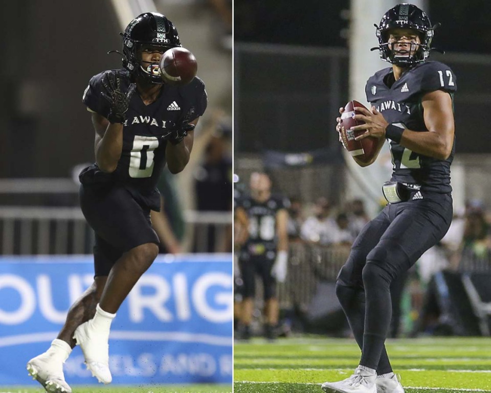 <strong>Leading rusher Dae Dae Hunter (left) and starting quarterback Chevan Cordeiro have announced their decisions to enter the transfer portal.</strong> (AP Photo/Darryl Oumi , AP Photo/Darryl Oumi)