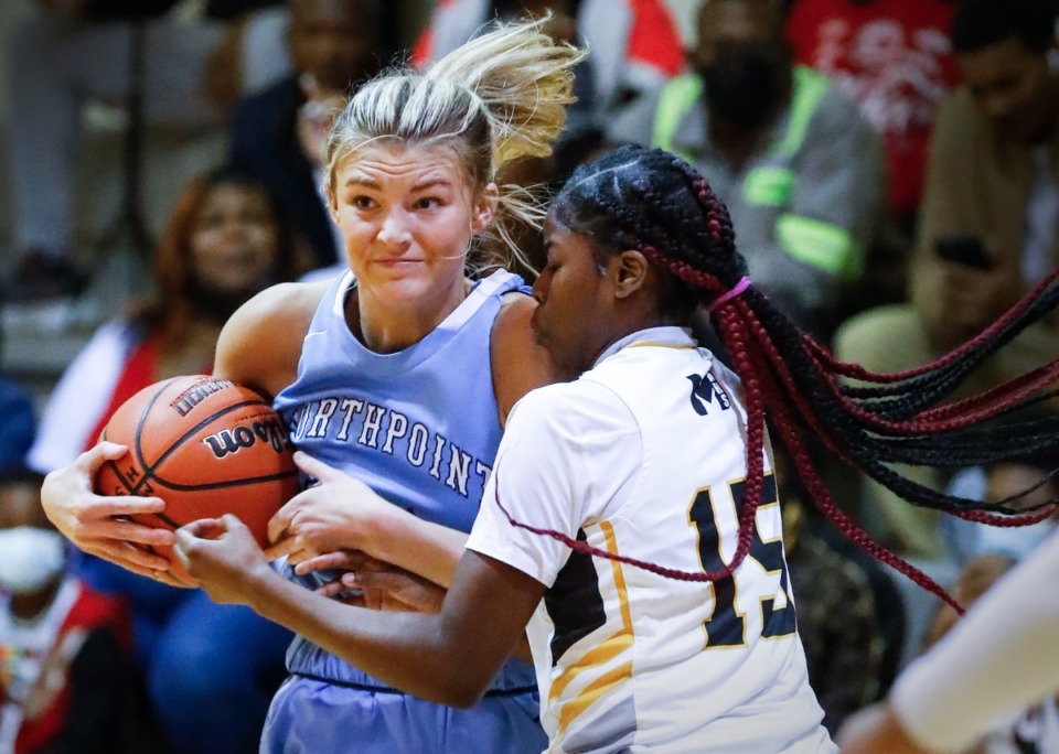 <strong>Northpoint forward Brylee Cherry (seen here at left on Dec. 3) has been voted The Daily Memphian girls high school basketball player of the week.</strong> (Mark Weber/The Daily Memphian file)