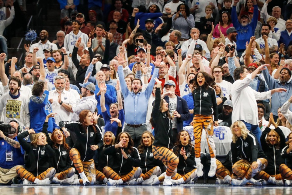 <strong>Tigers fans cheer for their team and against Alabama on Tuesday, Dec. 14, 2021.</strong> (Mark Weber/The Daily Memphian)