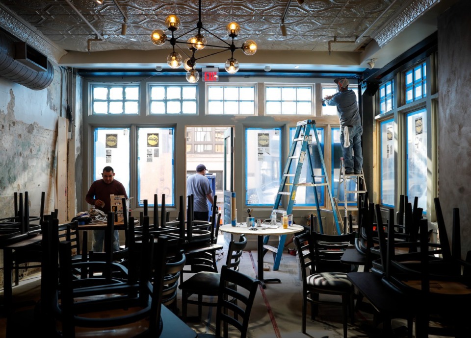 <strong>Renovations continue in the new dinning room at McEwen's on Monroe on Thursday, Dec. 2, 2021.</strong> (Mark Weber/The Daily Memphian)