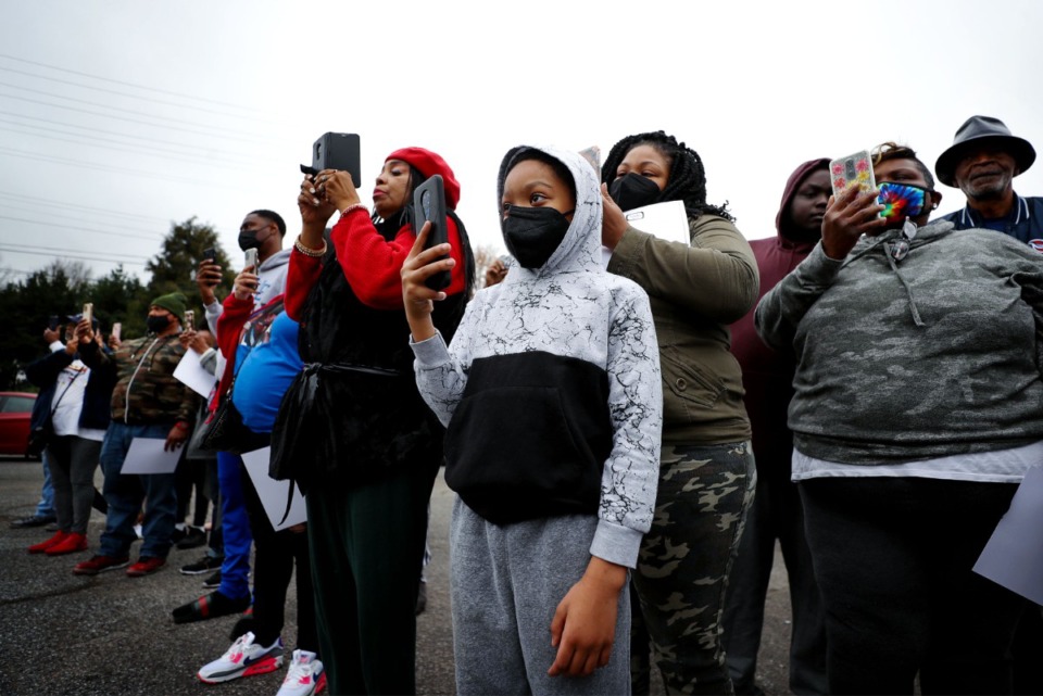 <strong>Dozens of people gathered at a street naming ceremony honoring slain rapper Young Dolph in South Memphis on Wednesday, Dec. 15.</strong> (Patrick Lantrip/Daily Memphian)