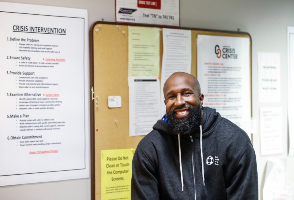 <strong>Sean Ferrell is a volunteer at Memphis Crisis Center, where the volume of calls often increases during the holiday season.&nbsp;This month marks the Crisis Center&rsquo;s 50th birthday since incorporating as a nonprofit.</strong> (Mark Weber/The Daily Memphian)