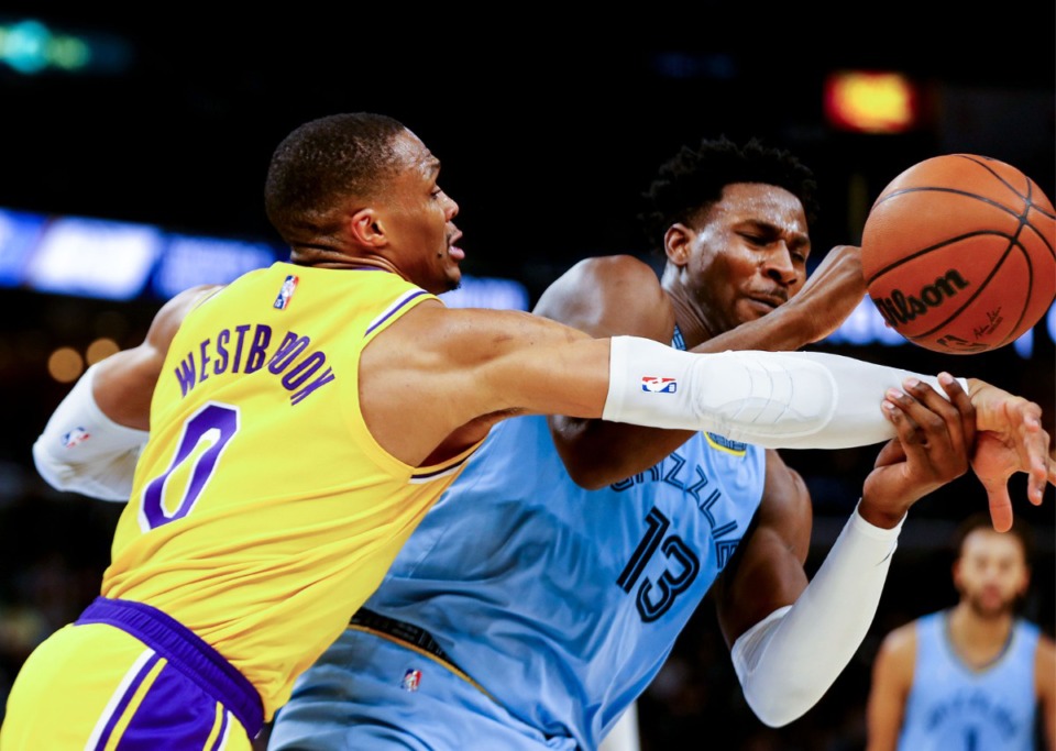 <strong>Grizzlies forward Jaren Jackson Jr. (13) fights for a rebound on Dec. 29 in the game against the Los Angeles Lakers at FedExForum.</strong> (Patrick Lantrip/Daily Memphian)