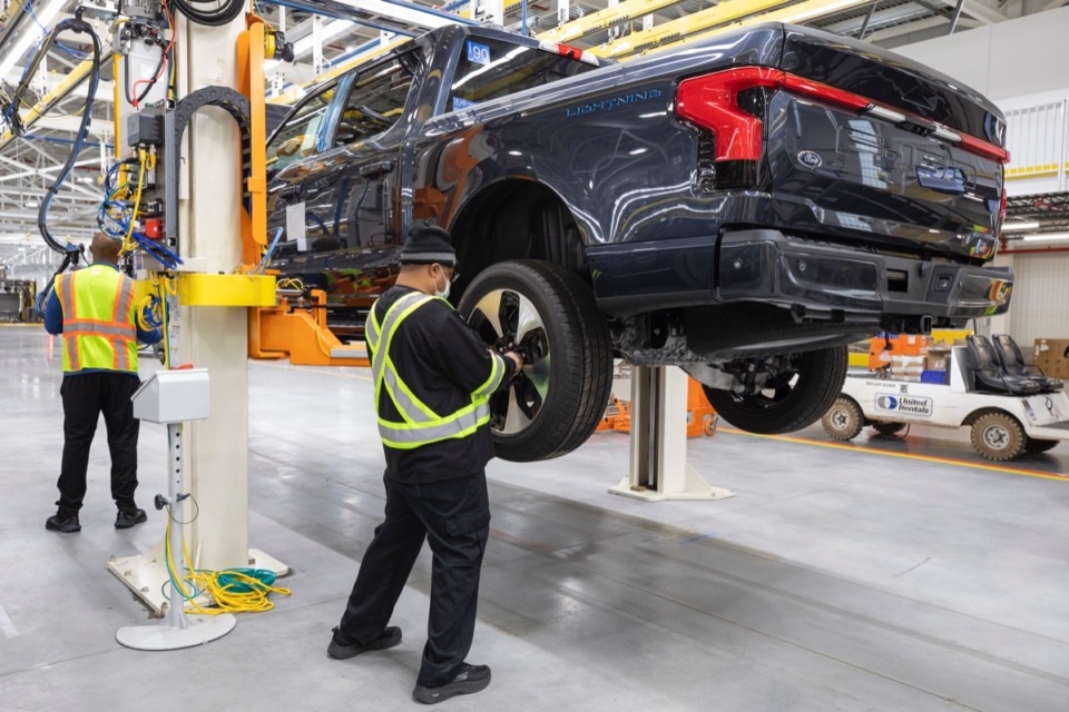 <strong>Ford is planning to nearly double production capacity of the all-electric F-150 Lightning pickup to 150,000 vehicles per year. Demand for the F-150 Lightning will be crucial to Ford&rsquo;s planned automotive campus at the Megasite of West Tennessee, where production on the trucks will begin by 2025. </strong>(Courtesy Ford Motor Co.)