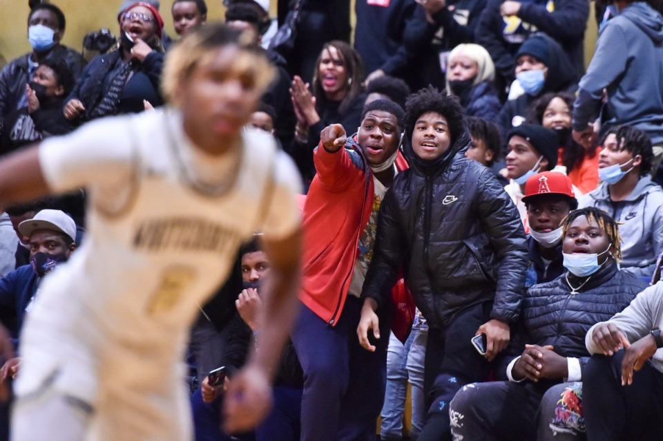 <strong>Fans react during the game between the Whitehaven Tigers and the Memphis East Mustangs&nbsp;on Jan 4, 2022.</strong> (Justin Ford/Special to The Daily Memphian)