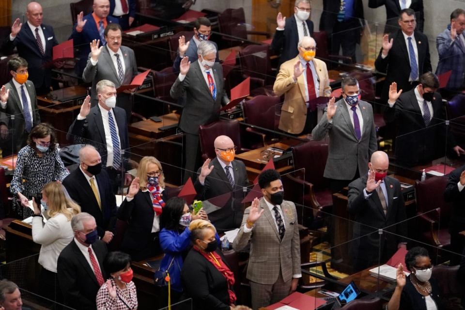 <strong>Members of the Tennessee House of Representatives were sworn in on the first day of the 2021 legislative session&nbsp; in Nashville. This year&rsquo;s regular legislative session begins Tuesday, Jan. 11</strong>. (AP Photo file/Mark Humphrey)