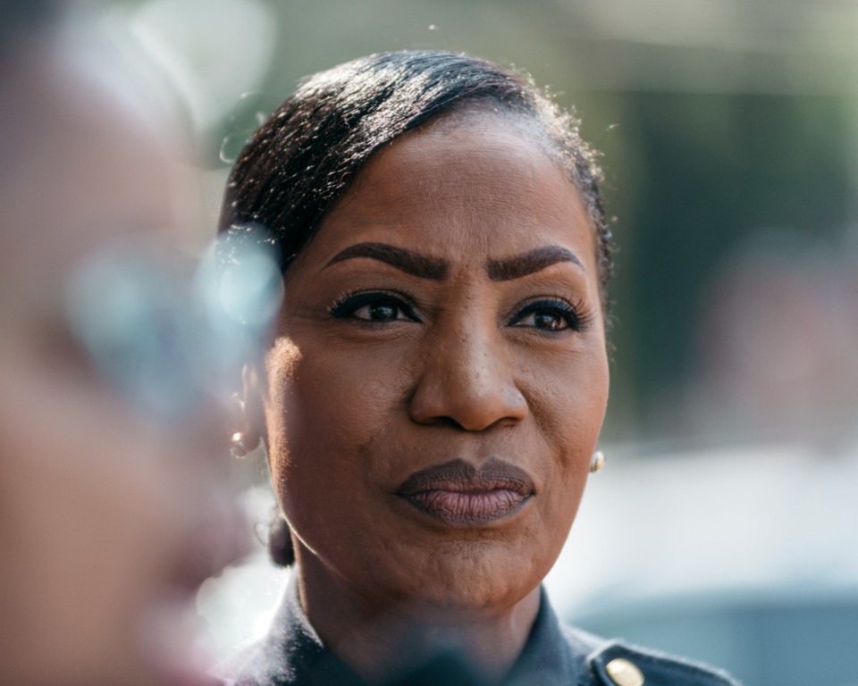 <strong>Police Chief C.J. Davis (in a file photo) reported that one of her service pistols was stolen Saturday from a vehicle parked outside a Cordova store.</strong> (Houston Cofield/Special To The Daily Memphian)