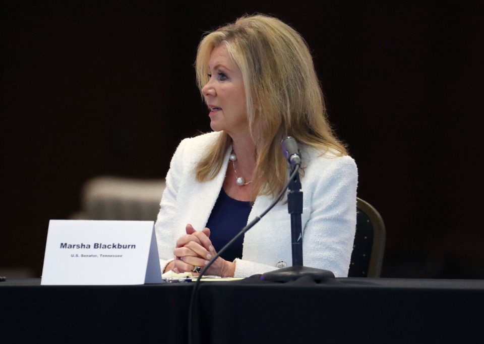 <strong>U.S. Senator Marsha Blackburn of Tennesee, seen here in 2021, said she &ldquo;&ldquo;cannot in good conscience support the nomination&rdquo; of Andre Mathis.</strong> (Patrick Lantrip/Daily Memphian)