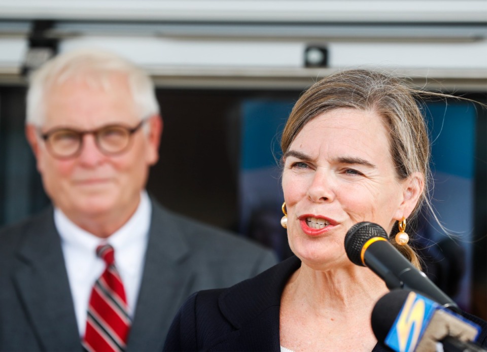 <strong>Shelby County District Attorney General Amy Weirich, seen at right in September 2021, told the Memphis City Council this week that the vast majority of drag racing charges end up getting dismissed.</strong> (Mark Weber/The Daily Memphian)