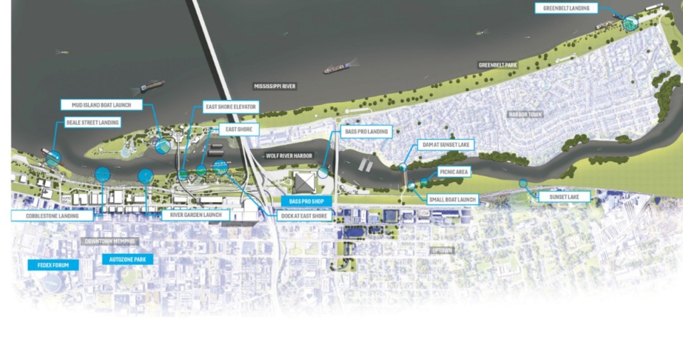 <strong>Mayor Jim Strickland said the Waterfront District, seen here in a rendering,&nbsp;would be a &ldquo;catalytic improvement in the quality of life and overall experience in Memphis for decades to come.&rdquo;</strong> (Courtesy Waterfront District proposal)
