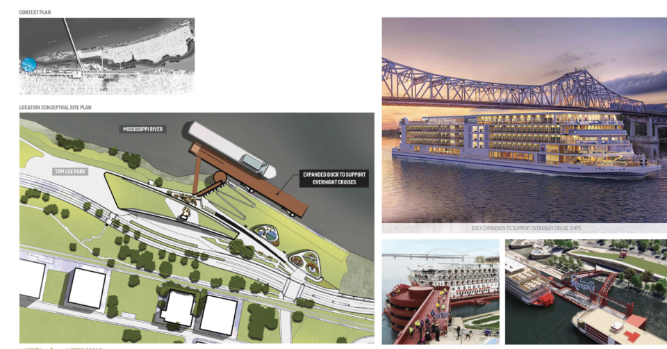 <strong>The Waterfront District features an expansion of Beale Street landing, which would be used for overnight cruises.</strong> (Courtesy Waterfront District proposal)
