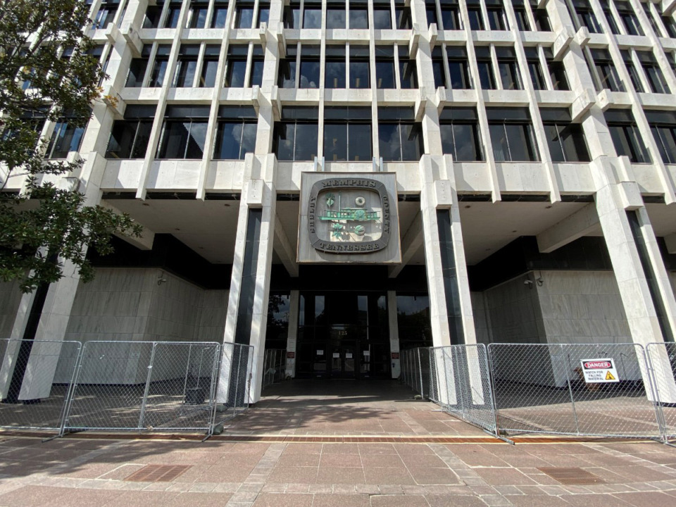 <strong>Much of City Hall&rsquo;s ground floor remains behind chain link fences because of crumbling marble. While Mayor Jim Strickland says the city needs the space, he isn&rsquo;t ready to say the city has outgrown the 56-year-old City Hall.</strong> (Bill Dries/Daily Memphian file)