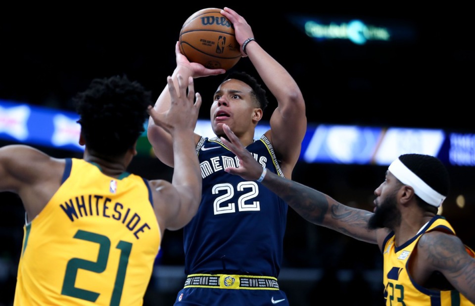 <strong>Grizzlies guard Desmond Bane (22), seen here on Jan. 28, will demonstrate his shooting skills in the NBA&rsquo;s 3-point contest.</strong> (Patrick Lantrip/Daily Memphian file)