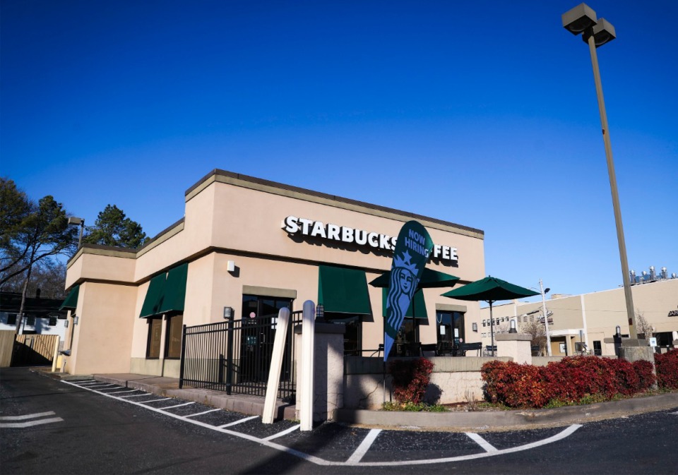 <strong>Starbucks fired seven employees of this store on Poplar Avenue near Highland. The location was closed Wednesday, Feb. 9.</strong>&nbsp;(Patrick Lantrip/Daily Memphian)