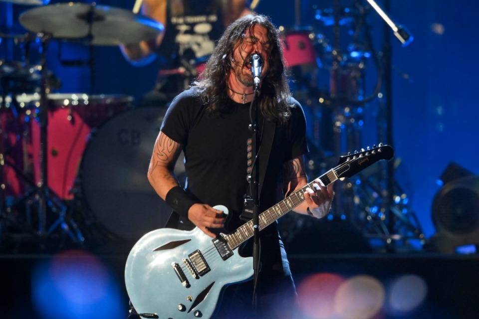 <strong>Dave Grohl performs with the Foo Fighters during the Rock &amp; Roll Hall of Fame induction ceremony, Sunday, Oct. 31, 2021, in Cleveland. The Foo Fighters are scheduled to headline the 2022 Beale Street Music Festival.</strong> (AP Photo/David Richard, File)