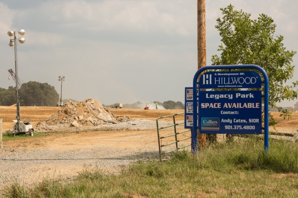 <strong>A controversial request to rezone property was triggered by a developer&rsquo;s plan to expand Legacy Park, a 266-acre site with millions of square feet in warehousing. In this photo from 2015, land grading was underway at Legacy Park.&nbsp;</strong>(Daily Memphian file)
