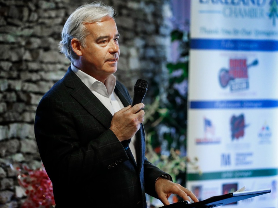 <strong>Lakeland Town Square developer Vince Smith, seen here at the Lakeland Area Chamber of Commerce luncheon, &nbsp;will dedicate two parcels in his $90 million Lakeland Town Square to the city.</strong> (Mark Weber/The Daily Memphian file)