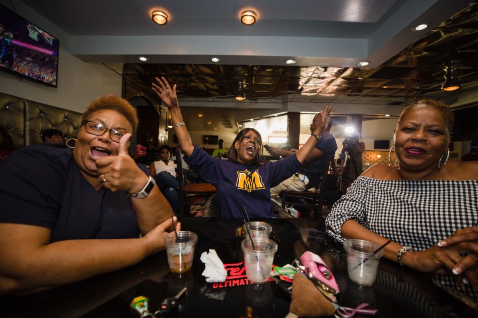 <strong>Morant family and friends at a watch party for the June 20, 2019, NBA draft react to Ja Morant&rsquo;s&nbsp;selection. Morant&nbsp;was in Brooklyn, New York, for the draft.</strong> (Micah Green/Sumter Item)